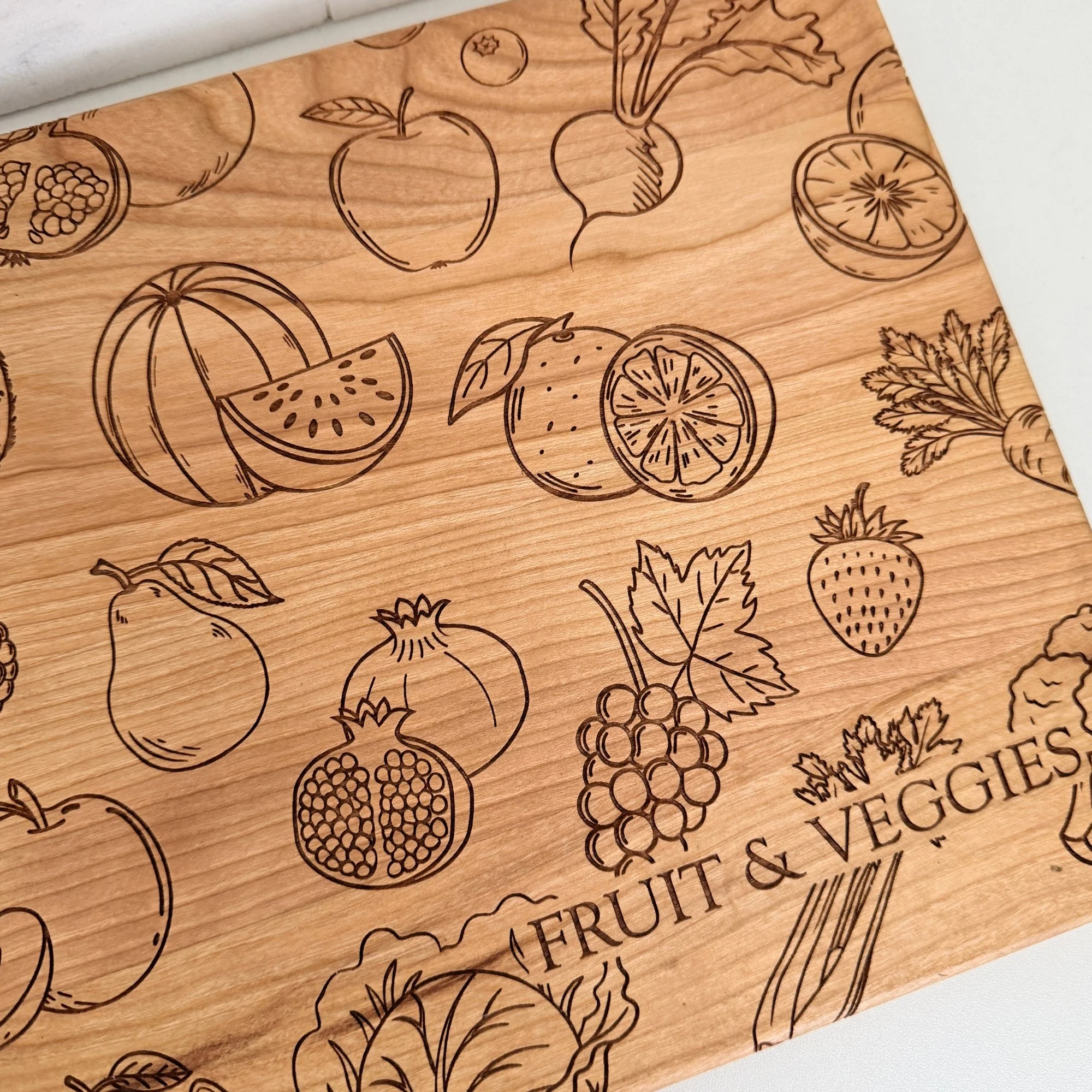 Cherry Wood Cutting Board Set (Fruit, Meat & Vegetable) Engraved